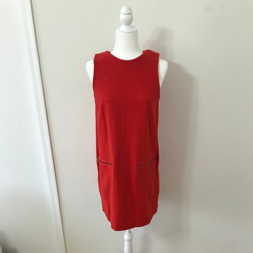 Madewell Sleeveless Red Zipper Pocket Dress